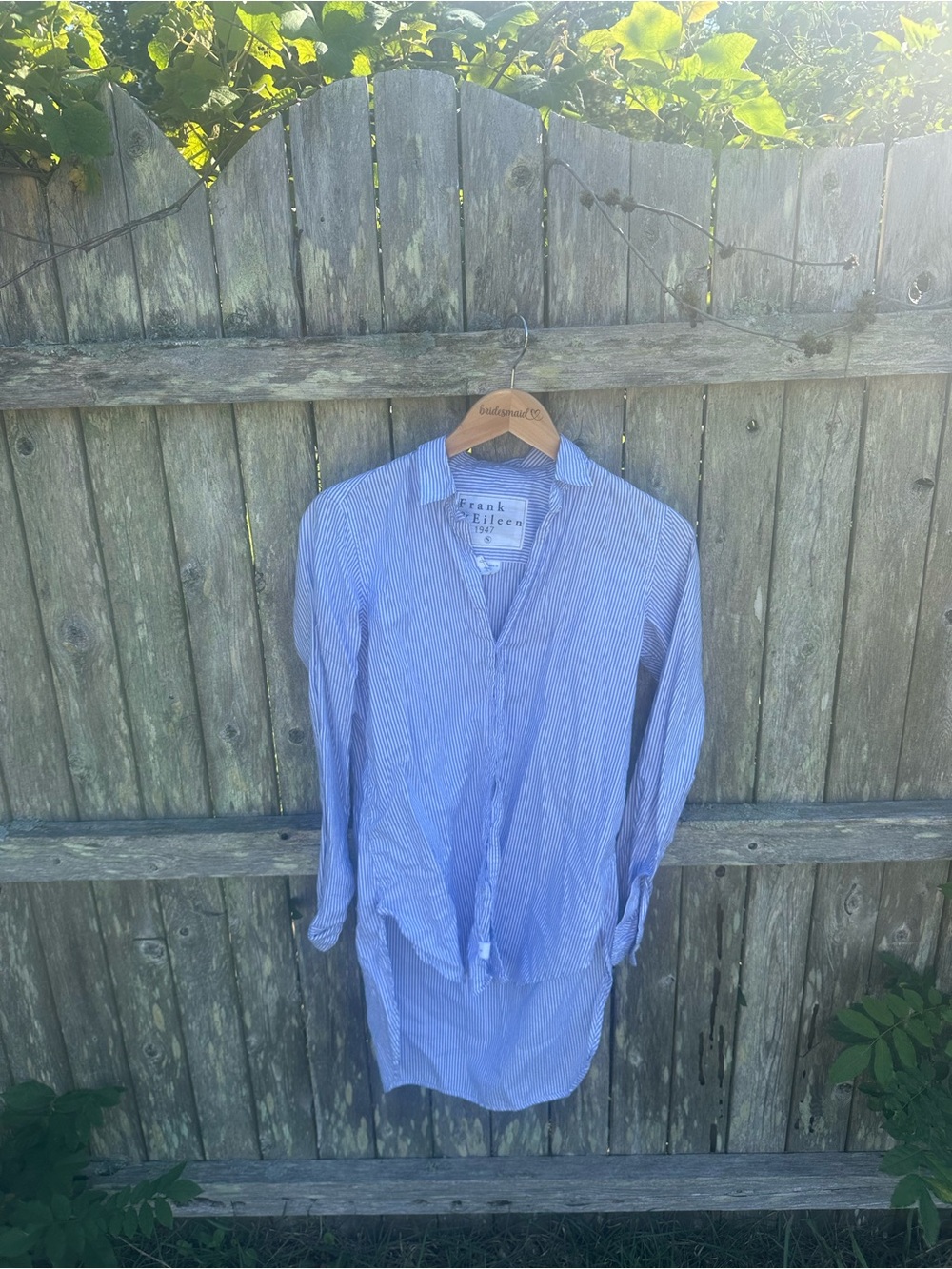Frank & Eileen Light Blue and White Striped Casual Button-Down